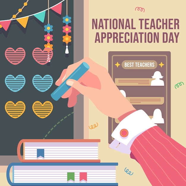 Flat national teacher appreciation day illustration