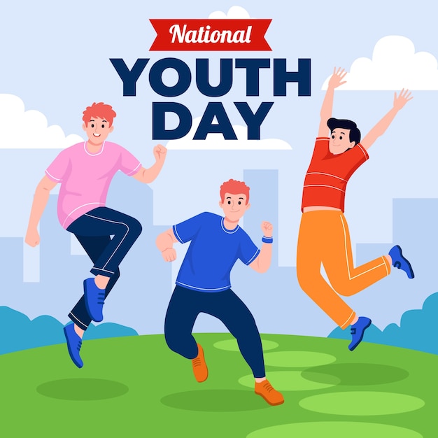 Flat national youth day illustration