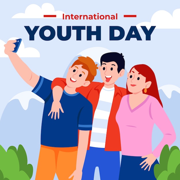 Vector flat national youth day illustration