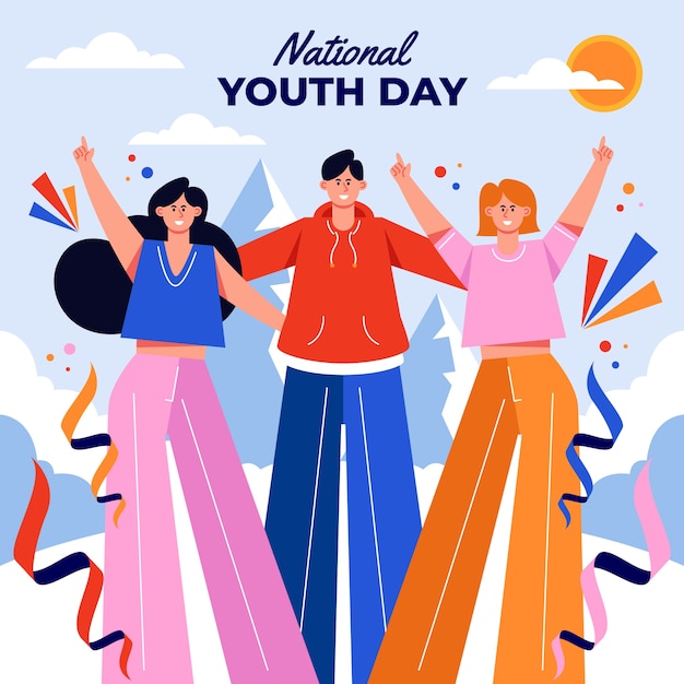 Vector flat national youth day illustration