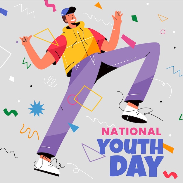 Vector flat national youth day illustration