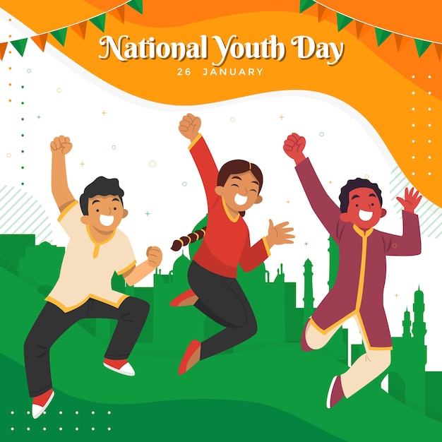 Vector flat national youth day illustration