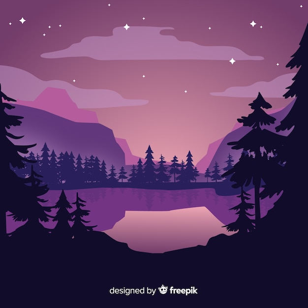 Vector flat natural background with landscape