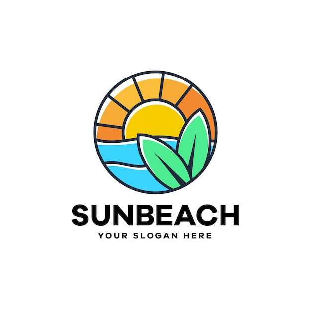 Flat Natural Beach Logo Template