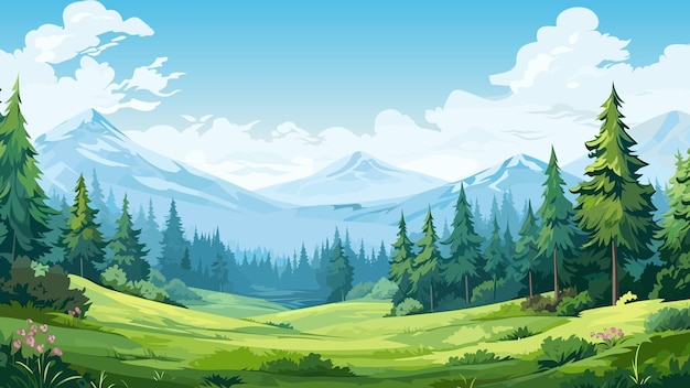 A flat nature background with mountain