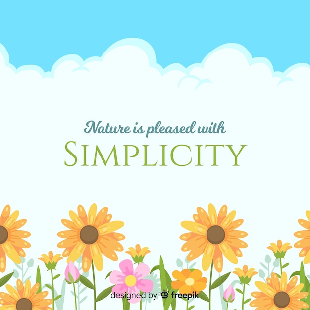 Vector flat nature background with quote