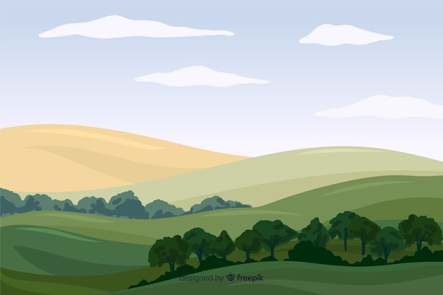 Vector flat natutral landscape with trees