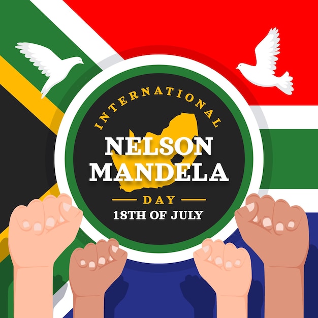 Vector flat nelson mandela international day illustration