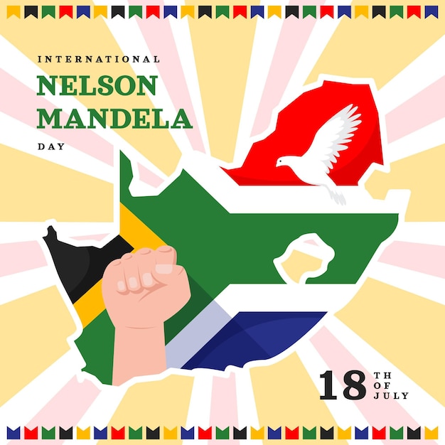 Illustrazione di piatto nelson mandela giornata internazionale