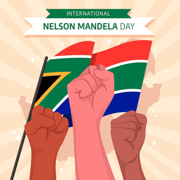 Flat nelson mandela international day illustration