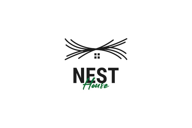 Векторная иллюстрация шаблона логотипа плоского гнезда