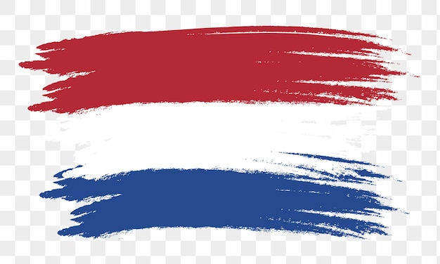 네덜란드 벡터 그림의 브러시 스타일 국기를 사용하여 플랫 네덜란드 플래그 벡터