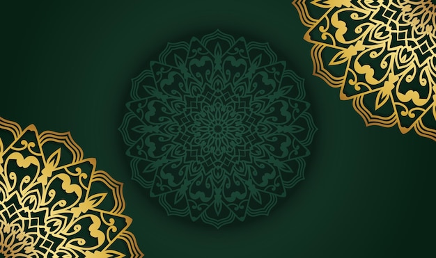 Flat new gradient green color mandala creative background design premium vector template