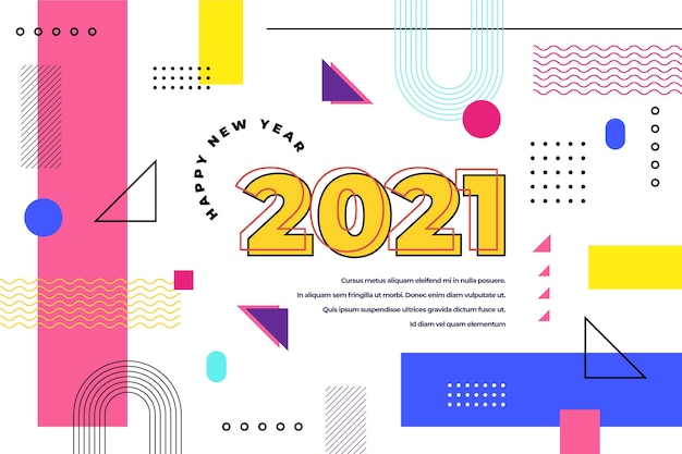 Плоский новый год 2021 фон