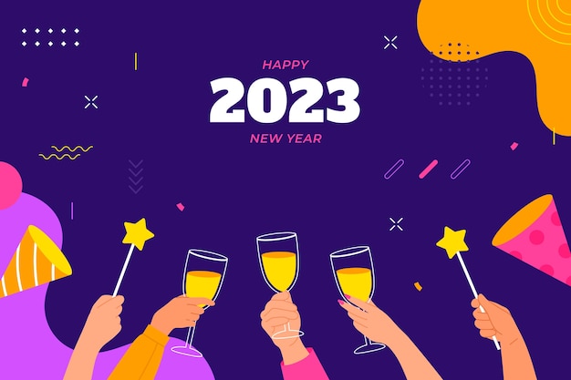 Flat new year 2023 celebration background