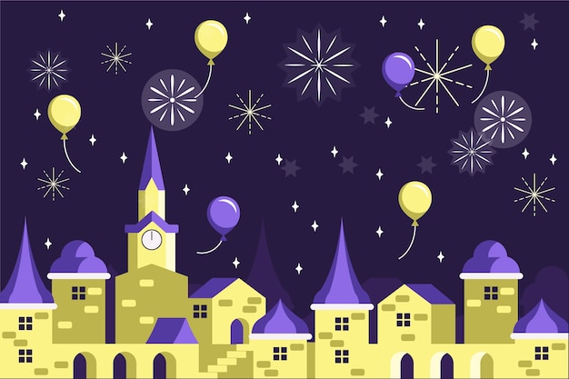 Vector flat new year background