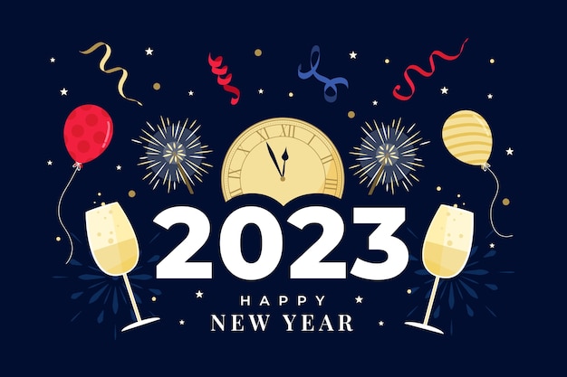 Vector flat new year celebration background