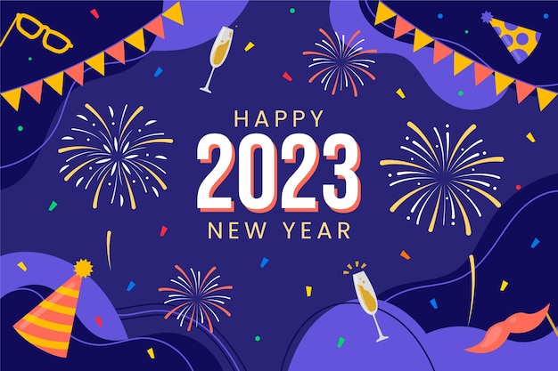 flat new year celebration background