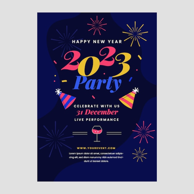 Flat new year eve's vertical poster template