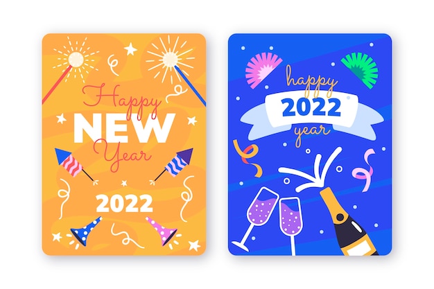 flat new year greeting card template