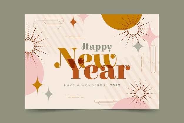 Vector flat new year greeting card template