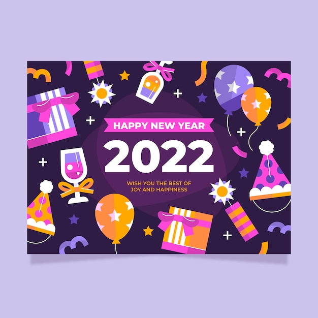 Flat new year greeting card template