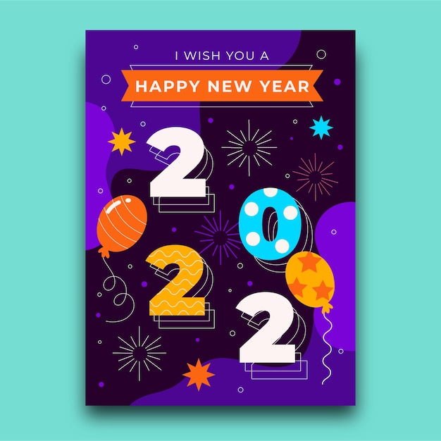 Vector flat new year greeting card template