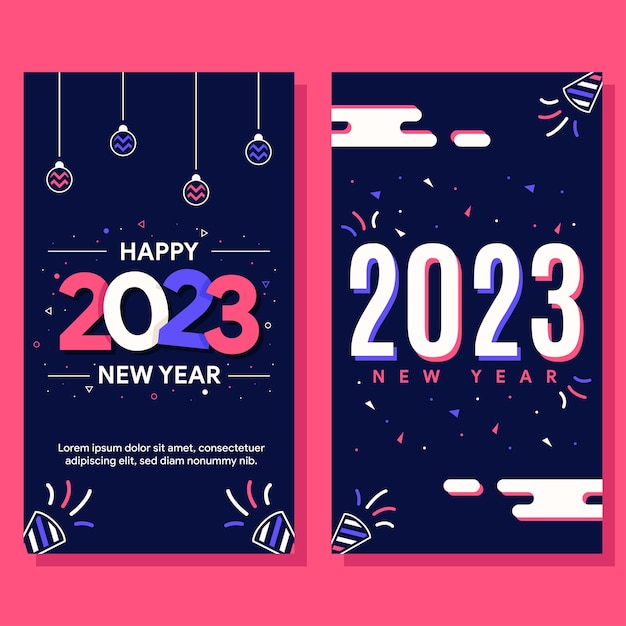 flat new year horizontal banner template