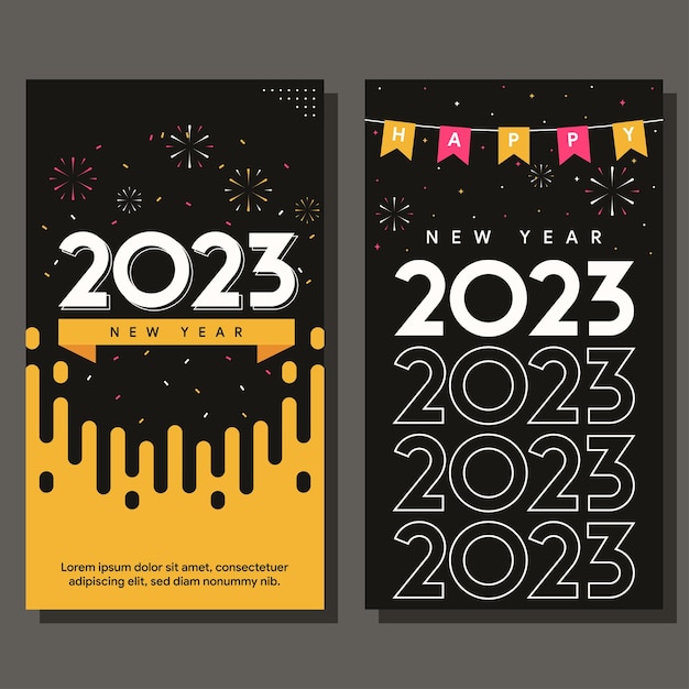 flat new year horizontal banner template