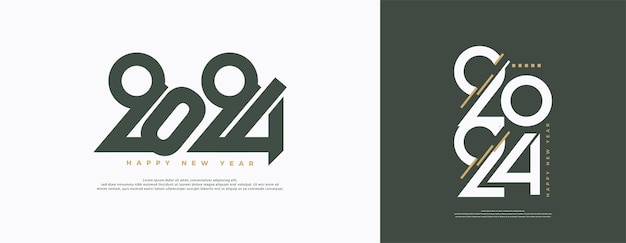 Новый дизайн плоского числа года с простым стилем числа и очень гладким вектором числа для 2024 года
