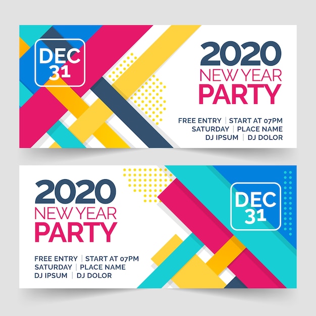 Flat new year party banners