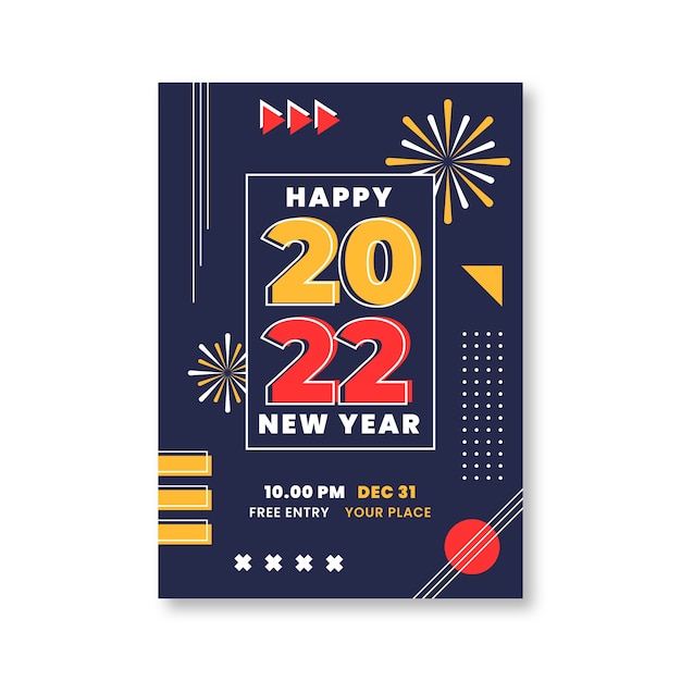 Vector flat new year party flyer template