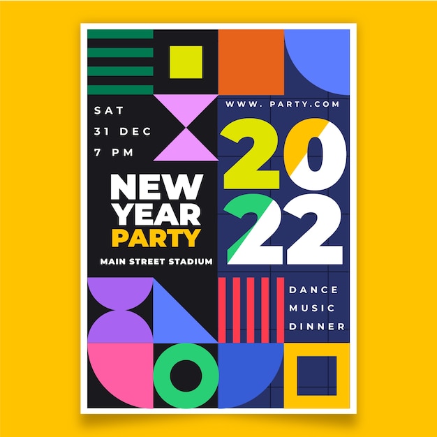 flat new year party flyer template