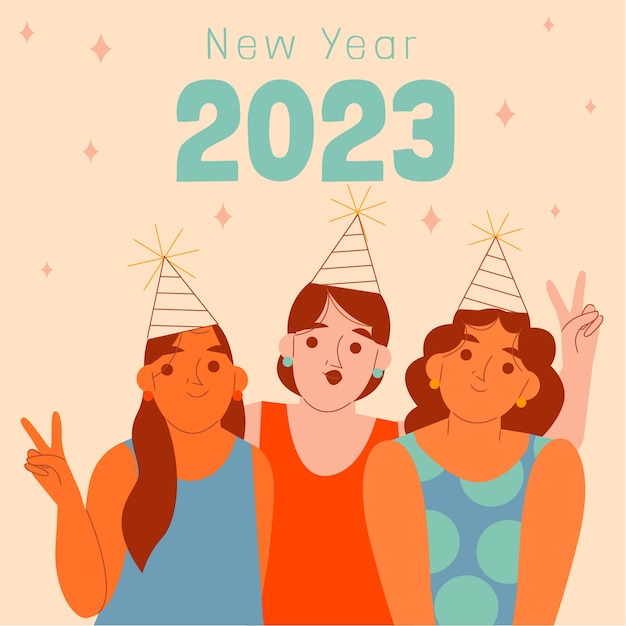 Vector flat new year's eve celebration illustration