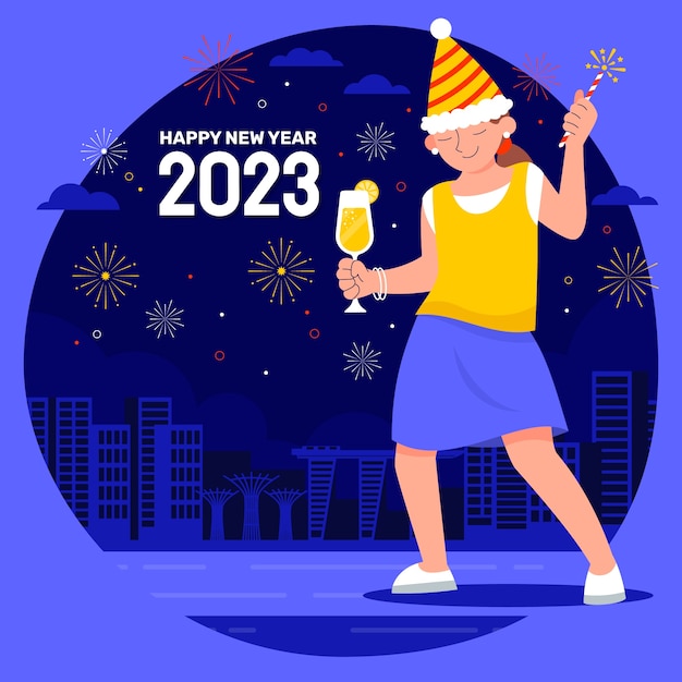 Flat new year's eve celebration illustration