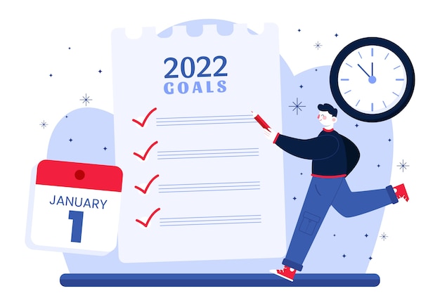 Vector flat new year's resolutions illustration