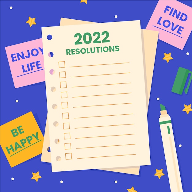 Flat new year's resolutions illustration