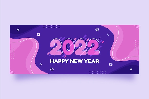 Flat new year social media cover template