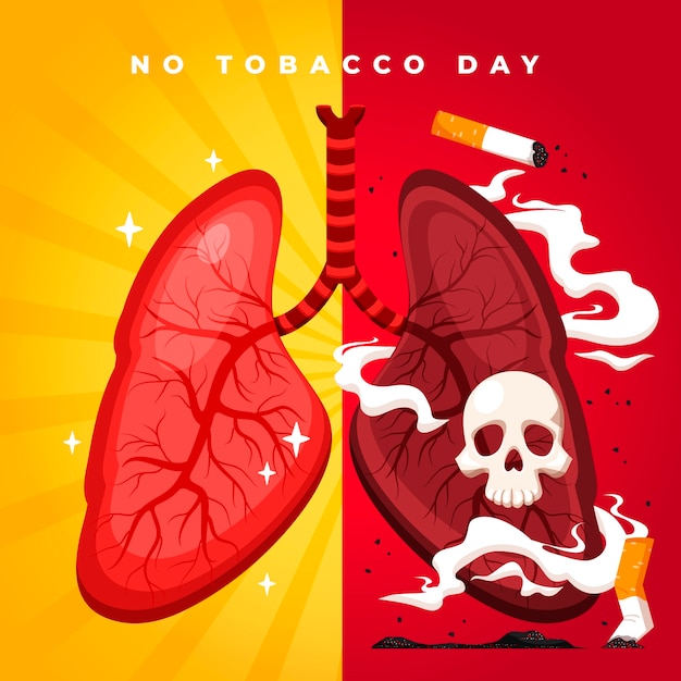 Flat no tobacco day illustration