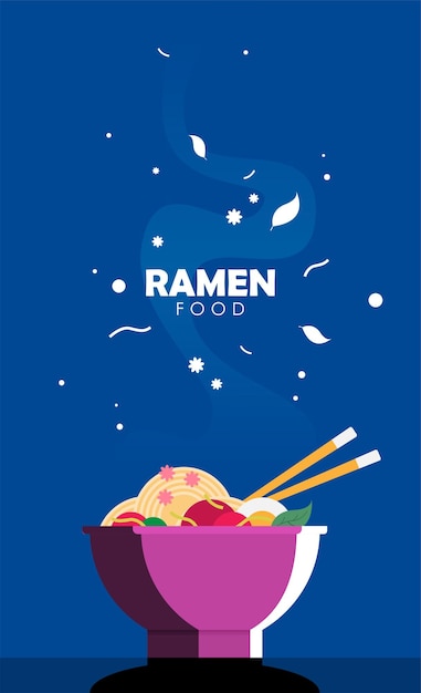 Flat noodle ramen graphic vector illustration