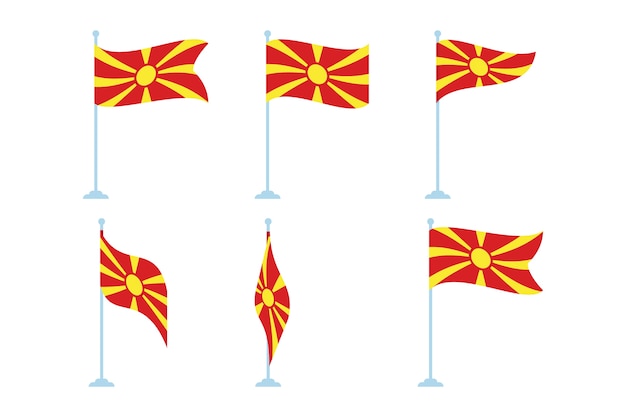 Vettore bandiere piatte della macedonia del nord