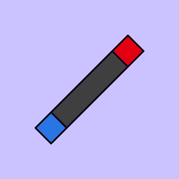 Illustrazione vettoriale dell'icona del magnete piatto nord sud rosso blu