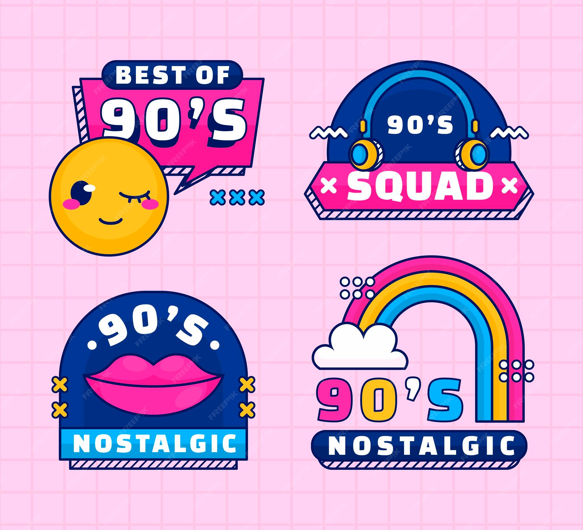 Premium Vector | Flat nostalgic 90's badges_freepik