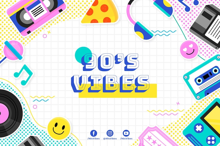 Vector 평면 향수 90 년대 스타일 배경