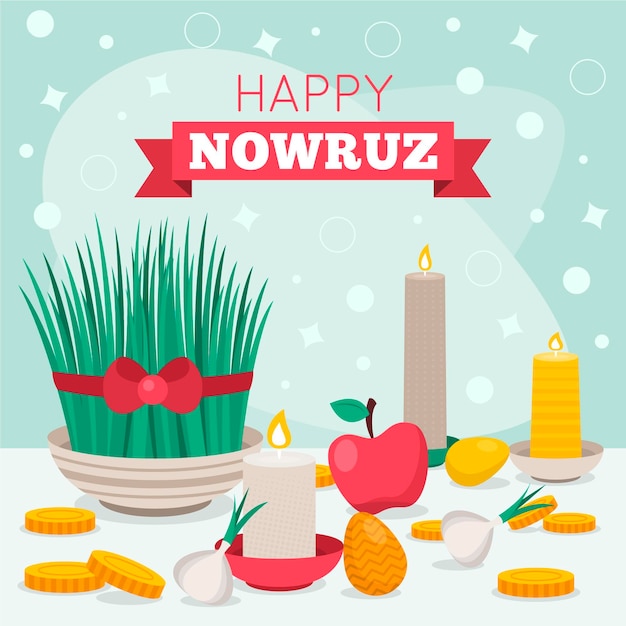 Flat nowruz elements illustrated