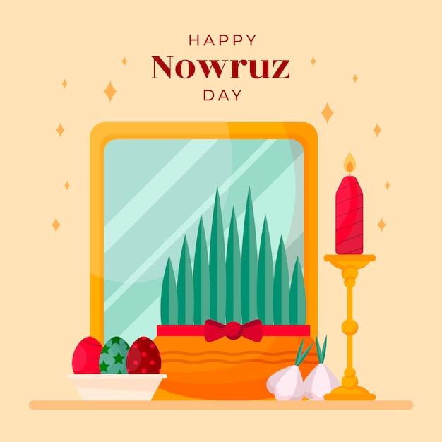 Vettore illustrazione di nowruz piatto