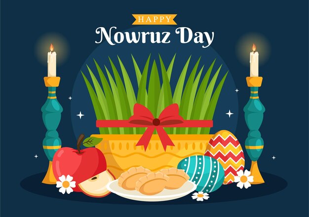 Vettore illustrazione di flat nowruz