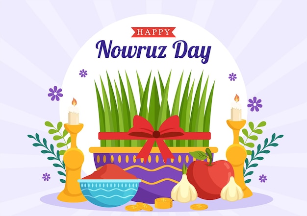 Vettore illustrazione di flat nowruz