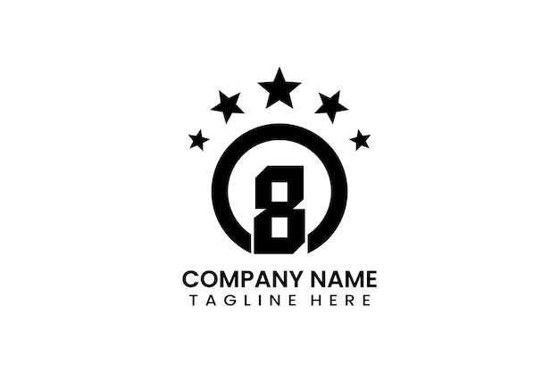 Flat number eight winner achievement logo template