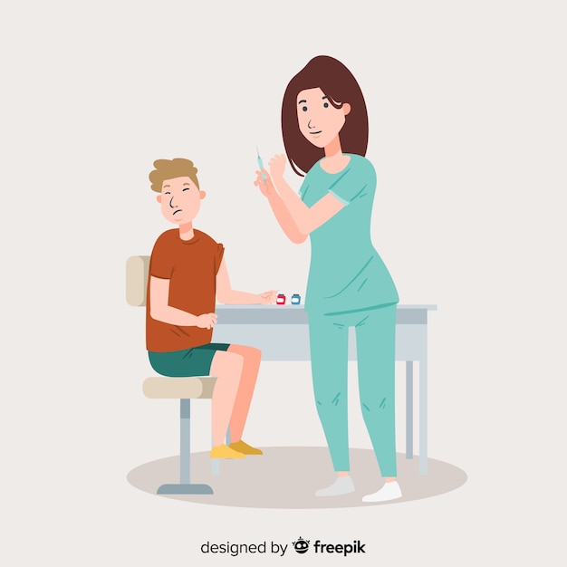 Vector flat nurse with patient